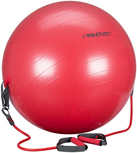 Avento Pelota Fitness con Correas Resistencia 65cm Roja Accesorios de Gimnasio
