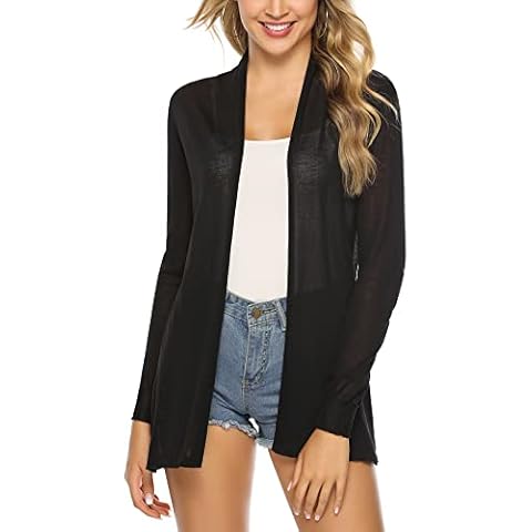 Totatuit Sheer Cardigan Sweaters for Women Kimono Cardigan Ladies Dress Jackets Summer Blouses Duster Lightweight Cover Up Knit Cardigan Sweaters for Women Summer Black M Cover