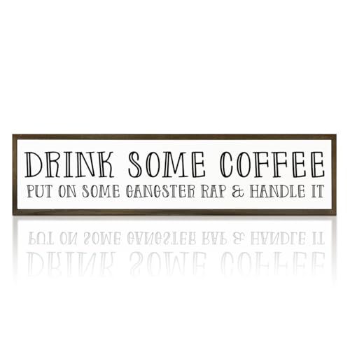 Funny Coffees Decor, Modern Farmhouse Table Shelf Decoration, Sarcastic Humor Decor for Home, Kitchen, Cafe, Coffee Station, Drink Some Coffee Sign, 17.8x4x1.2 inches