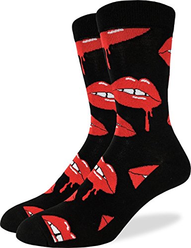 Good Luck Sock Men s Valentines Day Kisses Crew Socks - Black, Shoe Size 7-12
