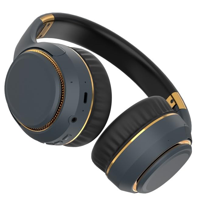 VEHOP H6 Over Ear Headphones with RGB Light, Upto 50 Hrs Playtime, Fast Charging, in-Built ENC Mic, 40mm Titanium Bass Drivers, Super Soft Cushion, AUX in, Foldable Design, Wireless Bluetooth (Grey)-image-36