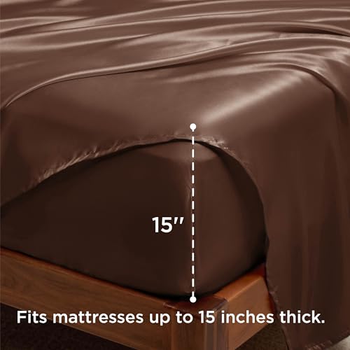 Image of Bedsure Satin Sheets Full Size, Soft Silky Bedsheets for Hair & Skin | Similar to Silk Bed Sheets Set 4 Piece with 15 Inches Deep Pocket Fitted Sheet,1 Flat Sheet, 2 Satin Pillowcases
