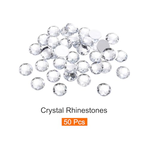 Image of MECCANIXITY Flat Back Round Acrylic Rhinestones,12mm White Flatback Crystal Rhinestones for Crafts Clothes Shoes DIY Decoration Gifts 50Pcs
