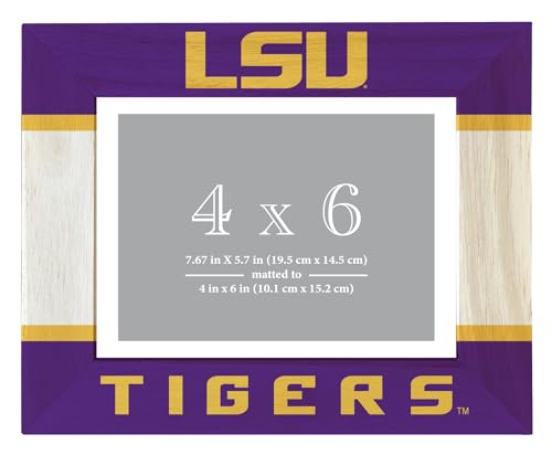 R and R Imports LSU Tigers Wooden Photo Frame Printed Design Matted to 4 x 6 Inch Officially Licensed Collegiate Product