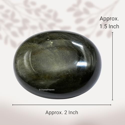Image of Certified Golden Sheen Obsidian Crystal Palm Pebbles Stones for Anxiety Stress Relief Massage - AAA Grade Original Healing Gemstone Agate Palm Stone for Yoga Meditation Spiritual Reiki Feng Shui