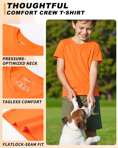 Image of Boys Shirts Athletic Dry Fit Neon T Shirts Short Sleeve Kids Youth Moisture Wicking Quick Dry Sports Training Performance Tee