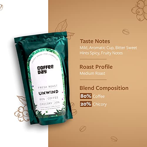Image of Cafe Coffee Day Unwind 200 Gm Each (Pack Of 4)| Filter Coffee Powder | 80% Coffee & 20% Chicory, Medium To Dark Roast | From Chikmagalur Estates Packet