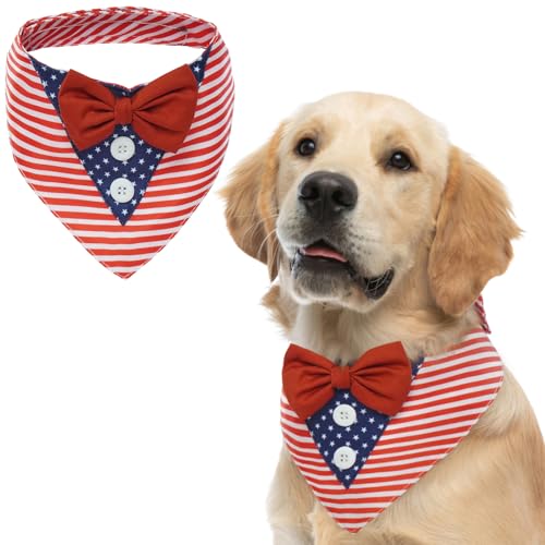 FUAMEY Dog Tuxedo American Flag for Large Dogs,Dog Formal Suit Dogs Attire Pet Bow Tie Puppy Party Costumes Cat Tux Outfits Pets Bandana Cosplay Adjus