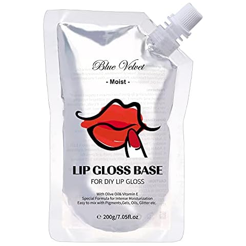Blue Velvet Lip Gloss Base 7.05 Oz Clear Lip Gloss Non-Stick Moisturizing Versagel Lip Gloss Base Gel With Vitamin E And Olive Oil Lip Gloss Supplies For Diy Handmade Lip Balms Lip Plumper (Moist) Cover
