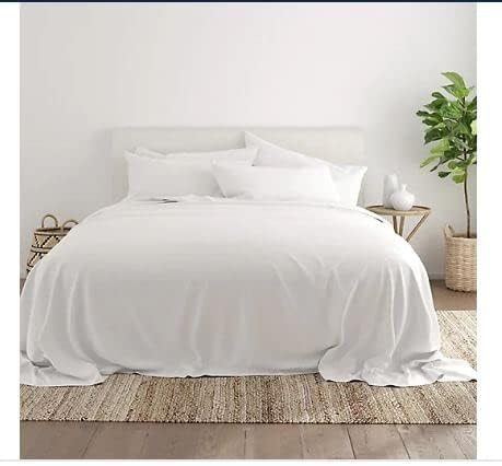 Miniatura 2 de Ras Decor Linen Juego de sábanas de 100 % algodón, 4 piezas, más suave, tamaño Queen, fundas de almohada transpirables, bolsillos de 6 a 10 pulgadas