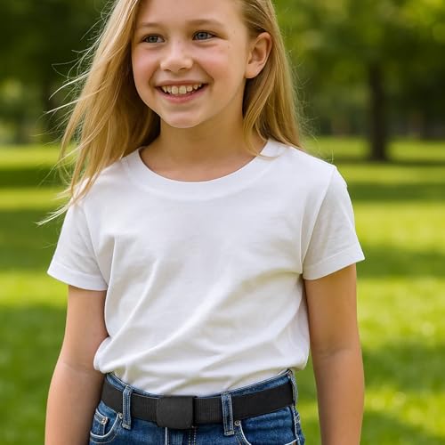 PangWuu 2 Kindergürtel Jungen, Gürtel Für Kinder 11-14 Jahre, Nylon Gürtel Jungen 12 Jahre, Adjustierbarer Kindergürtel Für Schuluniform Und Outdoor-Aktivitäten, 24-31 Zoll Schwarz