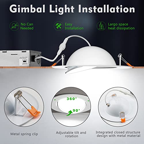 Bulbeats 12Pack 5/6 Inch Gimbal Led Recessed Light thumb #5