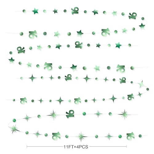 Image of Sage Green Number 16 Circle Dot Twinkle Star Garland Hanging Streamer Bunting Banner Backdrop Decorations for Girls Happy 16th Birthday Sweet Sixteen 16th Anniversary Cheers to 16 Years Party Decor