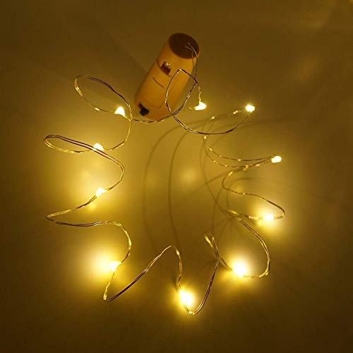 Image of Zilloquil 20 LED Wine Bottle Cork Copper Wire String Lights, 2M Battery Operated Perfect for Home Decoration, Party, Living Room, Bedroom, Dining Room, Decor Light (Warm White, Pack of 5)
