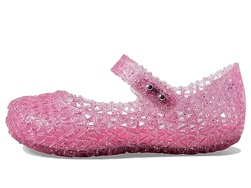 mini melissa® Campana Papel BB Toddler Shoes – Synthetic Construction – Cushioned Footbed – Round Toe Pink Glitter 1 11 Little Kid M4