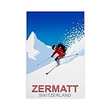 BMIQWAHG Zermatt Skifahrer-Poster, Leinwand, Poster, 