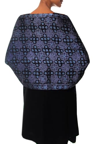 NOVICA Artisan Crafted Handmade Batik Silk Shawl | Kawung Motifs | Multicolor Printed | Floral Cultural | Mesmerizing Shades | Lluxurious Silk Shawl | Winter Wear | Indonesia ' Java Sea' 77" L x3