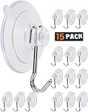 LUPYJI Suction Cup Hooks, Transparent PVC Removable Reusable, for Glass Windows, Mirrors, Doors, Tiles, 15 Pack