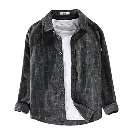 Chemise italienne en coton haut de gamme haut uni gris manches longues taille XL