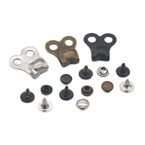 micoshop Schnürsenkelhaken mit Nieten, 18 mm x 16 mm, für Reparatur, Klettern, Wandern, Camping, Lederschuhe, Stiefel, Gunblack, 20 Sets Cover