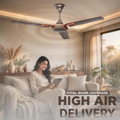 Image of Intex Aero Fighter Pro 1200MM Ceiling Fan | 380 RPM High Speed | 215 m /min Air Delivery | 14 Pole Motor | Double Ball Bearing | Inverter Compatible | Low Noise | Energy Efficient | Smoke Brown