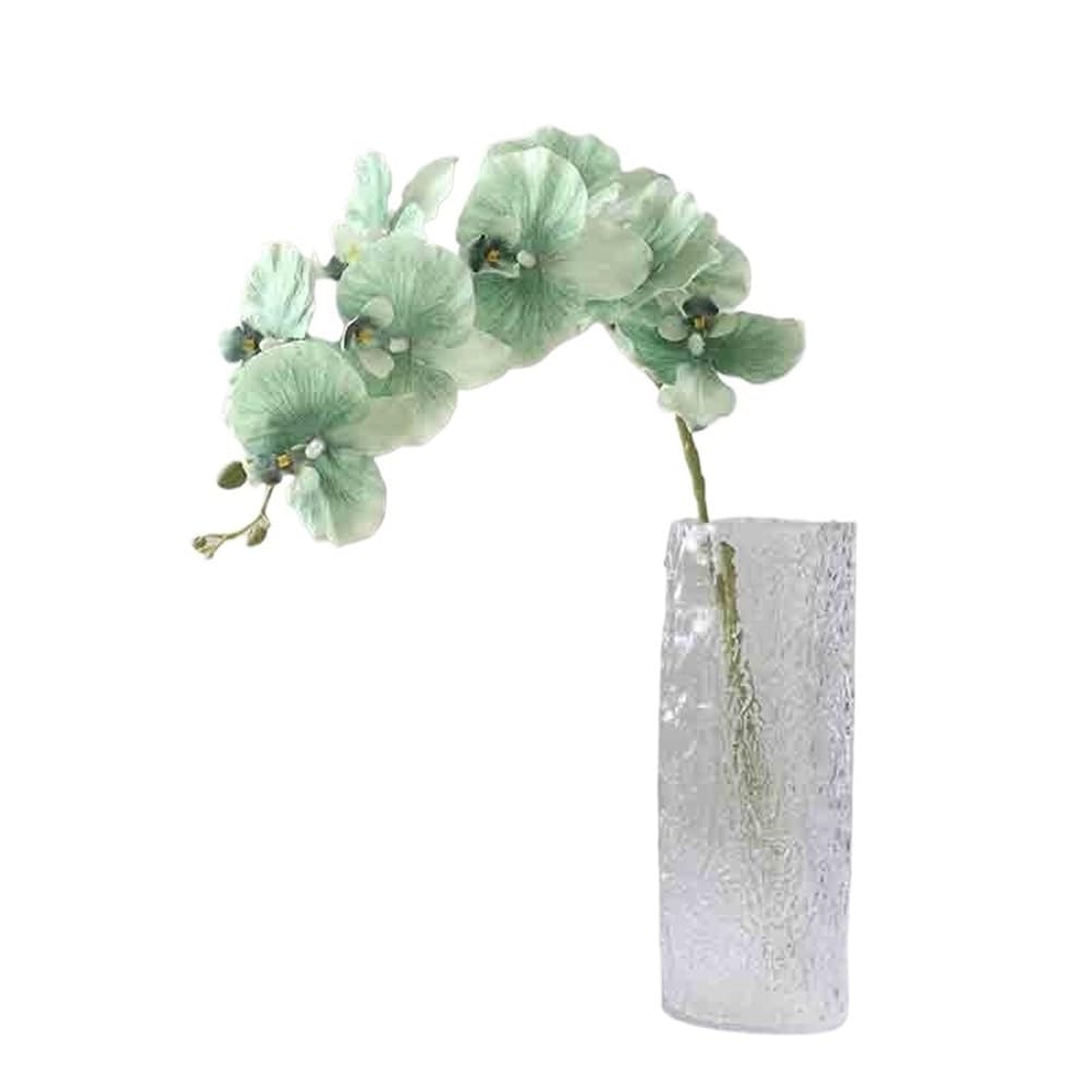 Bx9rE7tK3g Faux Flowers with Vase Green Single Phalaenopsis Simulation Fake Flowers Living Room Arrangement Decorative with Glass Vase Artificial Flowers