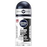 NIVEA MEN Black & White Invisible Roll-On Antiperspirant Deodorant with 72-Hr Odour, Sweat and Stain Protection, Original Scented Men's Deodorant, Non-Sticky, Ethyl Alcohol Free, 50mL