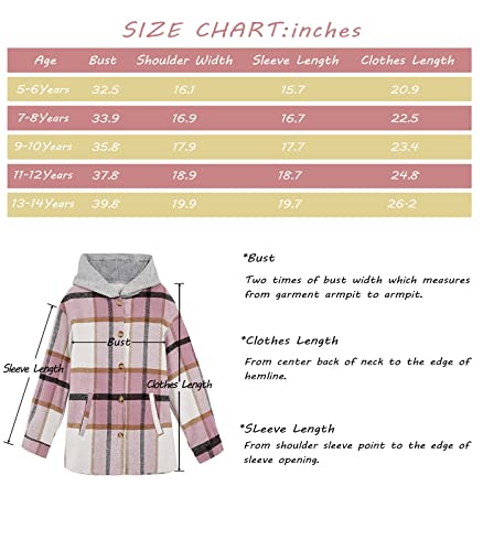 Image of Girls Cute Flannel Plaid Button Down Top with Pockets Long Sleeve Hooded Jacket