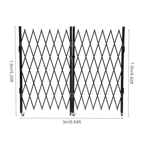 Silencear Folding Security Gate, 5.25\' H x 9.84\' W Folding Double Security Gate Metal Expandable Barricade Gate, Scissor Gate/Door with Padlock - Thumbnail 2