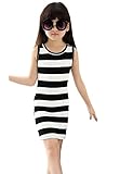 Vokamara Little Girl White Black Striped Sleeveless Casual Dress Size 6-7 Yrs