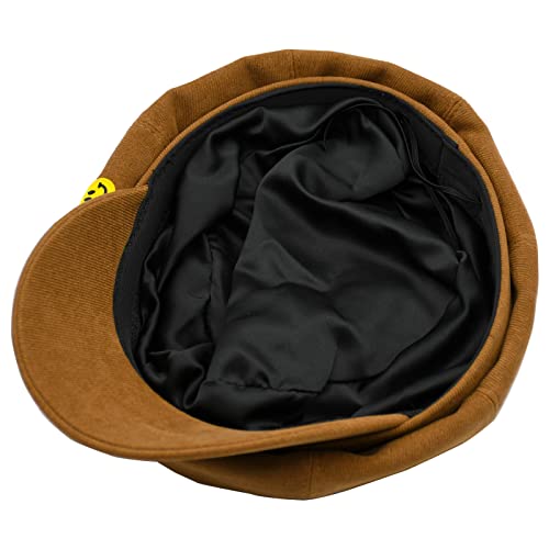 Korixine Beret Hats For Women Newsboy Caps French Hat Beanie Influencer Paperboy Hats Fall Fashion Smile Design Solid Color Caramel #TOP6