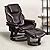 Flash Furniture Contemporary Leather Recliner and Ottoman with Swiveling Mahogany Wood Base by Flash Furniture