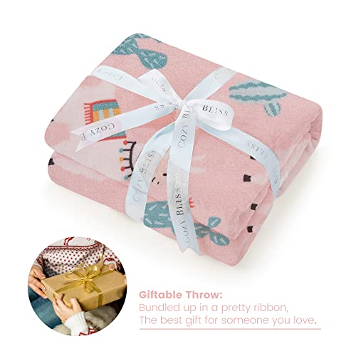 Cozy Bliss Pink Llama Throw Blanket For Kids Toddlers 50" X60“ Double Side Sheep Print Blanket For Girls Soft Warm Lightweight Plush Blanket For Couch Chair Sofa Travel, Llama #TOP7