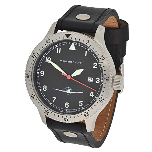 Montre aviateur Messerschmitt quartz homme avec bracelet cuir étanche 5 ATM