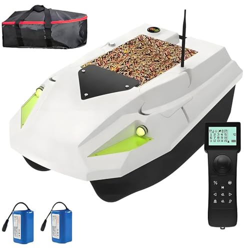 Barco de cebo GPS para pesca de carpa, posicionamiento de 100 puntos, control remoto de 500 m, liberación de cebo, gancho de arrastre, baterías duales de 15600 mAh, luces de pesca nocturna