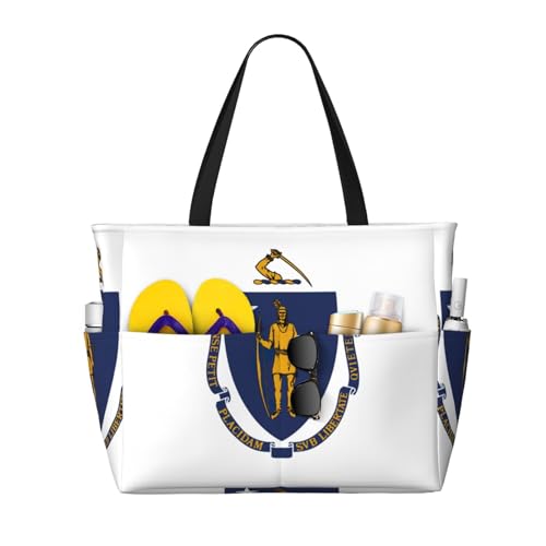 Sac à bandoulière imperméable drapeau Massachusetts grand cabas