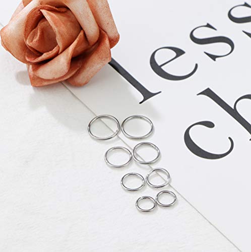 Jstyle JT-L-P0088-S 8Pcs 18G Stainless Steel Hinged Clicker Segment Nose Ring Hoop Piercing thumb #3