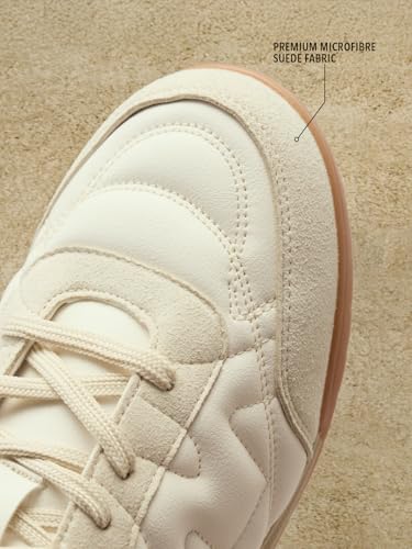 Image of The Souled Store Kanso ZE Zen Edition : Men and Boys Low Top Sneakers with Premium Microfibre Suede and PU Upper and Cushioned Footbed and Brown Gum Outsole and Lace Up Support