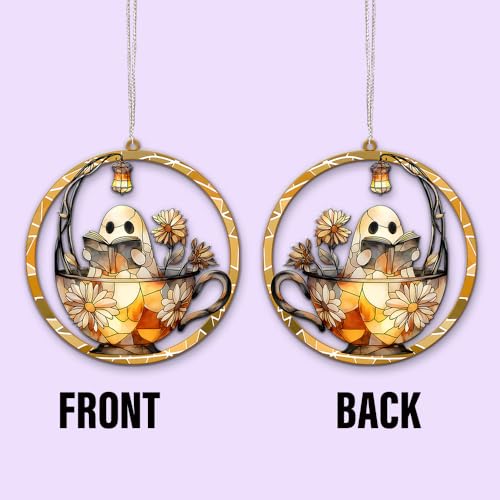 Enchanting Ghostly Teacup Acrylic Suncatcher – Perfect for Halloween Decor and Bookish Gifts - Image 9