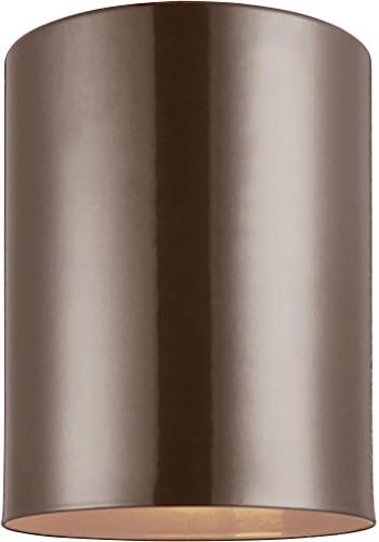 Sea Gull Lighting Generation 7813801EN3-10 Contemporary Modern One Light Flush Mount from Seagull-Outdoor Cylinders Collection in Bronze/Dark Finish, Small