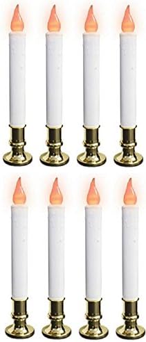 Christmas Candle, Electric With Timer, Clear Flame, White/Brass, 9-In.