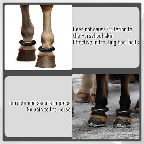 Image of Outus 2 Pcs Rubber Fetlock Ring with Nylon Closure Horses Fetlock Protection Boots for Riding Turnout Horse Black Protection Boots for Wound Management Laminitis Abscess Treatment