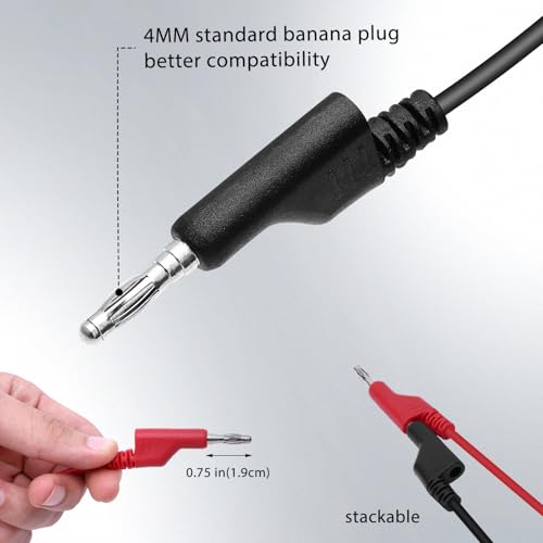Image of 14 Gauge 6pcs3.3Ft 4MM Banana Plug to Alligator Clips UL3135,6 Colors Heavy Duty Silicone Test Leads Set Jumper Wires Kit for Testing