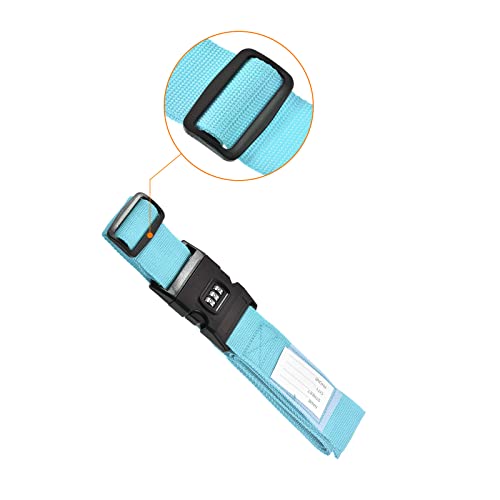 Image of M METERXITY 1 Pack Luggage Strap Suitcase Belt- Travel Combination Lock Adjustable PP Baggage Accessory with Buckle, Apply to Suitcase (79x2 Inch, Sky Blue)