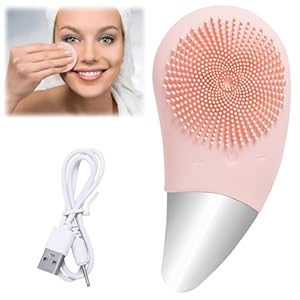 Silicone Face Scrubber, Facial Cleansing Brush Face Brush Face Cleansing Brush Silicone Facial Massage Brush Rechargeable Face Exfoliator Brush for Facial Cleansing Skin Care