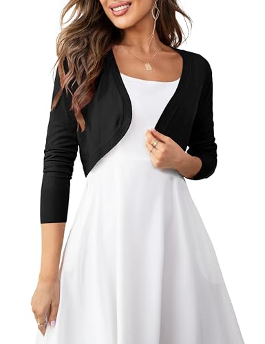 U.Vomade Women's Cropped Cardigan Bolero Shrug Open Front Sweater Long Sleeve S-1X