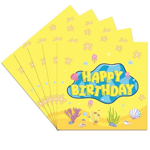 Gleemix 24 Stück Sponge Servietten Geburtstag, Happy Birthday...