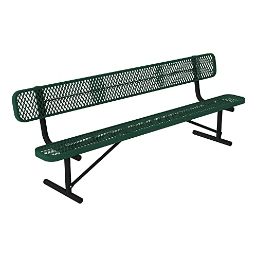 Norwood Commercial Furniture Open Air Series Heavy Duty Portable Outdoor Bench With Back,Surface Mount, 8 Feet, Green #TOP21