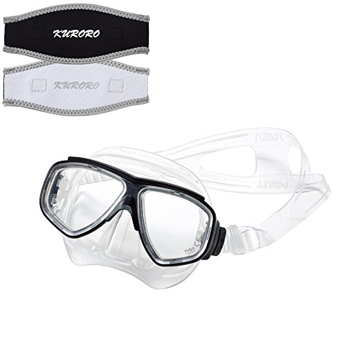 TUSA 度付マスク SplendiveII スプレンダイブ2 シリコン BK×KURORO マスクストラップカバー (ネイビー×スカイアクア, 両目-3.5(左右べつべつの場合は、別途ご連絡下さい。))