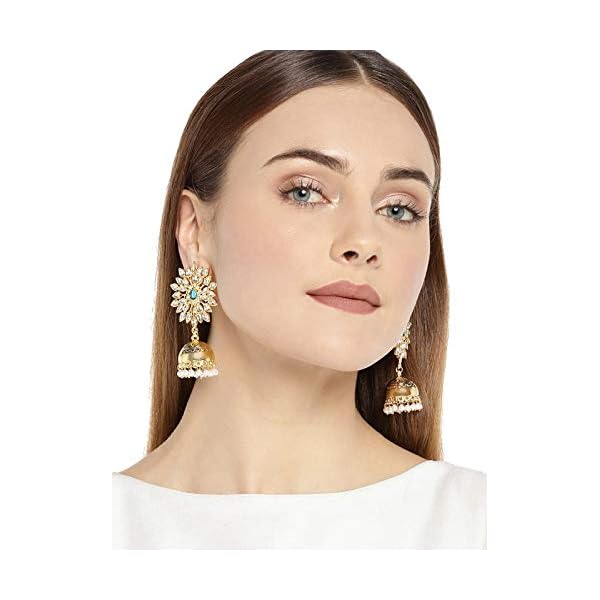 Zaveri Pearls Gold Tone Kundan & Pearls Jhumki Earring For Women-ZPFK7904 - Image 4